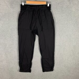 Lululemon Beyond the Studio Crop Pants Women's‎ 6 Black Striped Athletic Travel